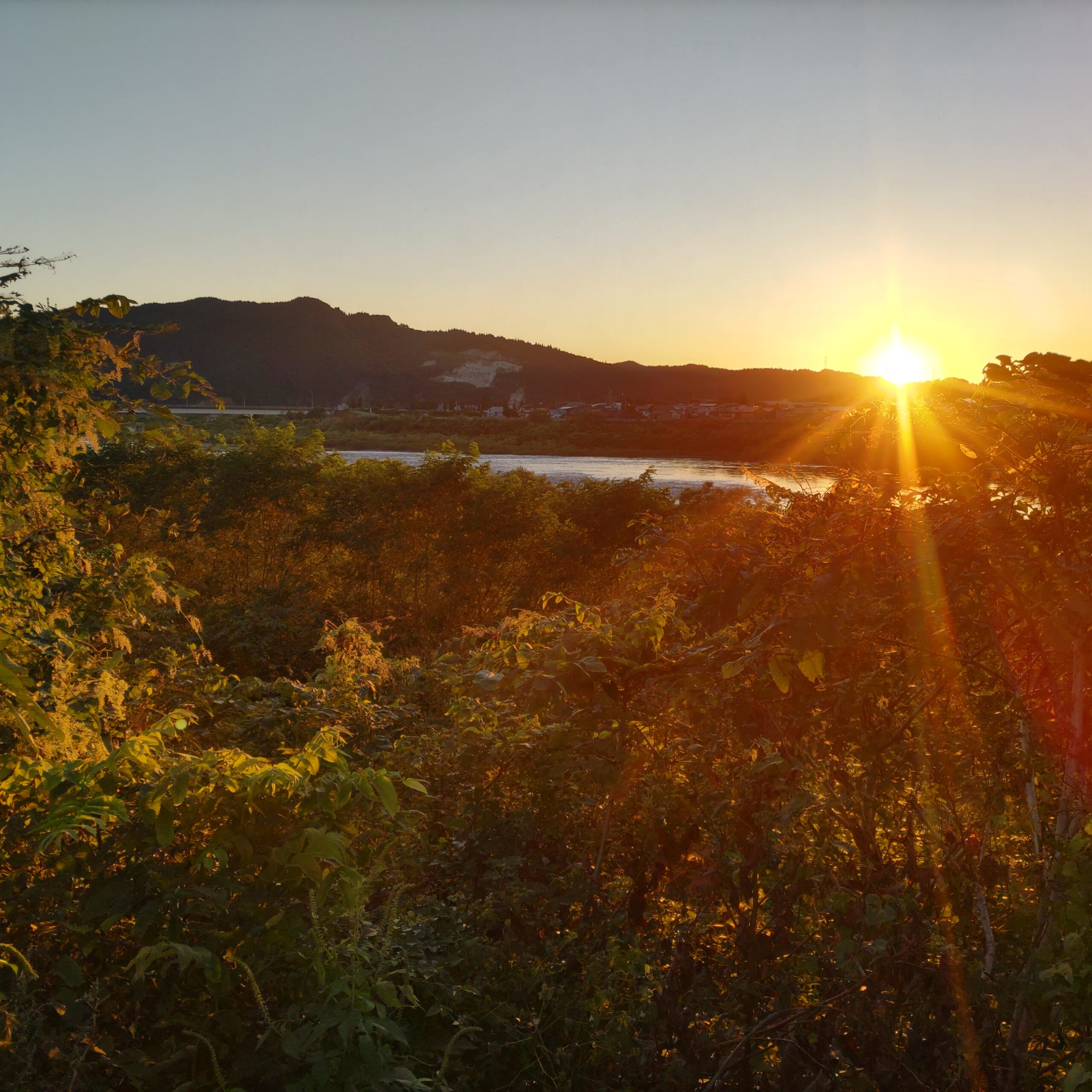 米代川　銀杏橋　夕暮れ前